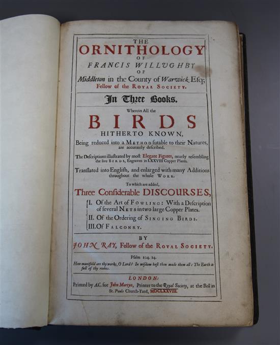 Willoughby, Francis - The Ornithology ..., 1st edition in English, rebound 17th century style calf, with 2 tables
